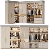 Trueliving 5 Cabinet Open White wardrobes Laminated Finish & PU Finish with Drawers 8Ft *2Ft *9Ft -2438.4MM X 609MM X 2743.2MM)